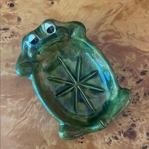 Vintage Green Frog Ceramic Soap Dish